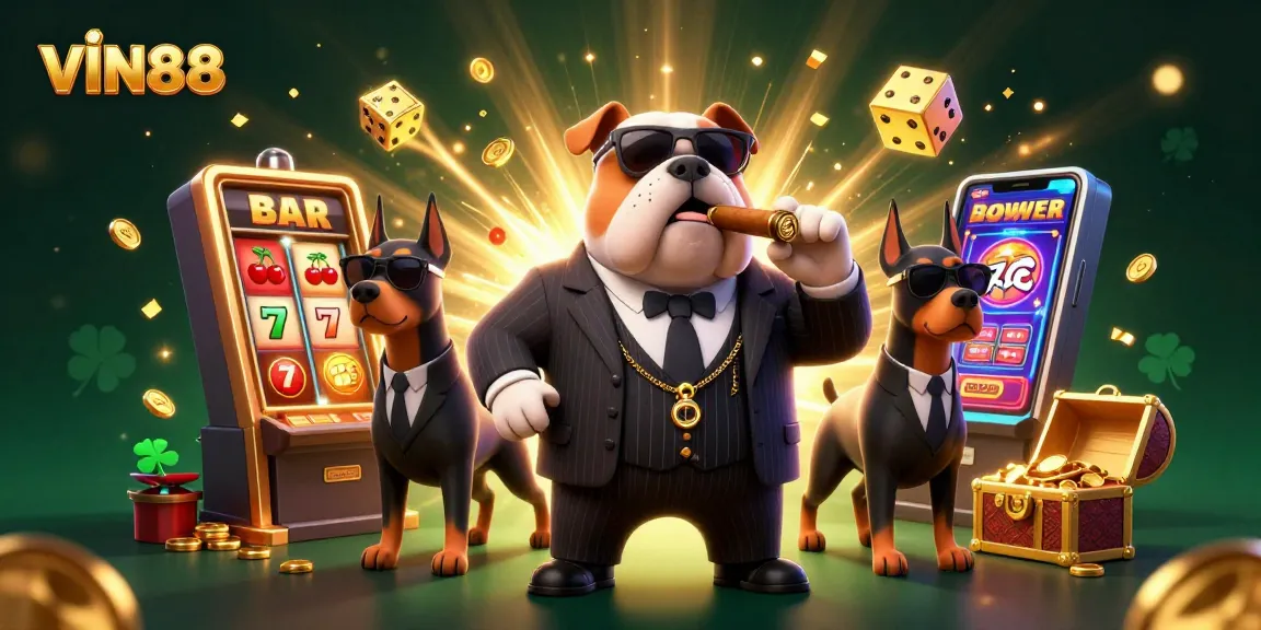 Experience the thrilling VIN88 casino world with animated slot machines and vibrant characters.