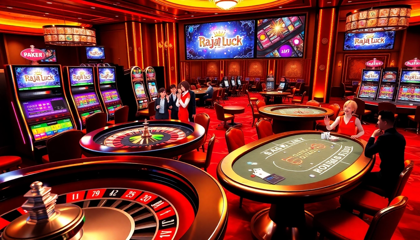 Experience the thrill of Raja Luck with vibrant casino games in a luxurious setting.