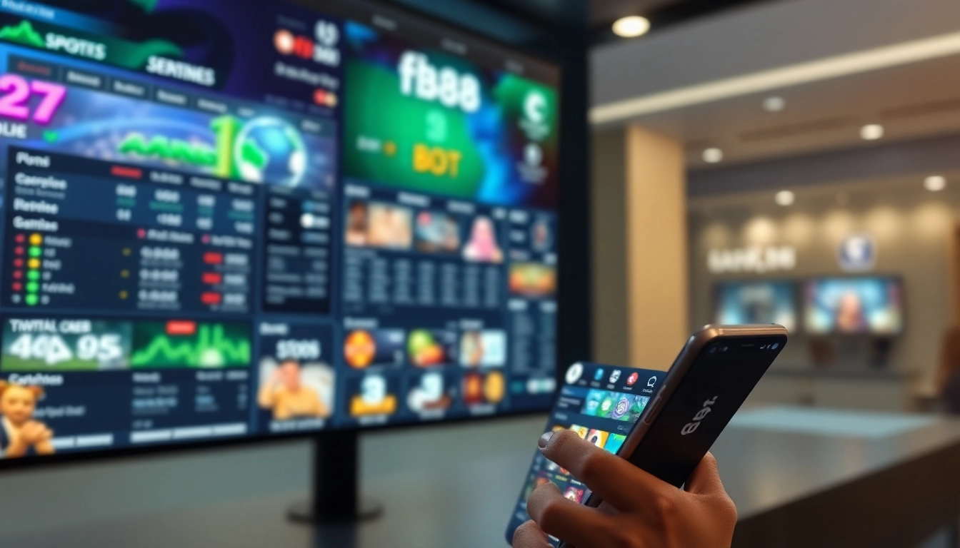 Interactive fb88 online betting interface with vibrant sports and casino options.