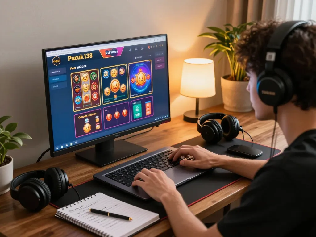 Pucuk138 online casino gaming setup with a player engaged in strategic gameplay.