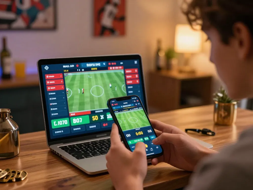 Engaging sports betting scene at home, highlighting bong88 mobile gaming features for a thrilling experience