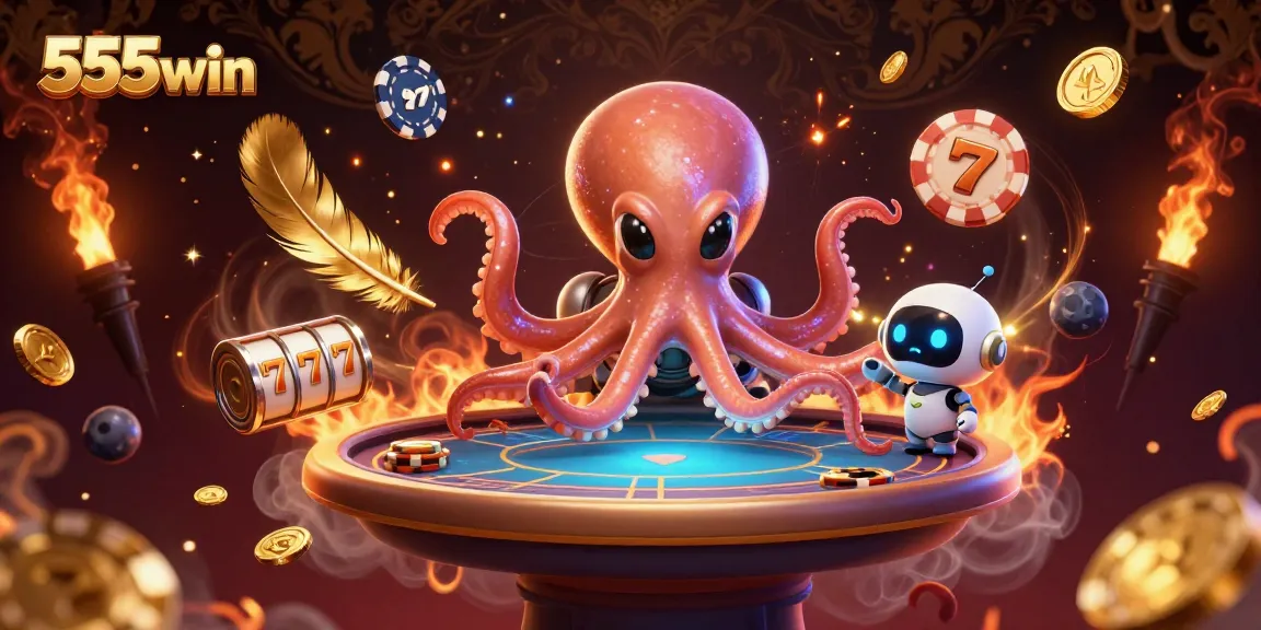 Experience thrilling slots and jackpots with 555win in this immersive 3D casino scene.