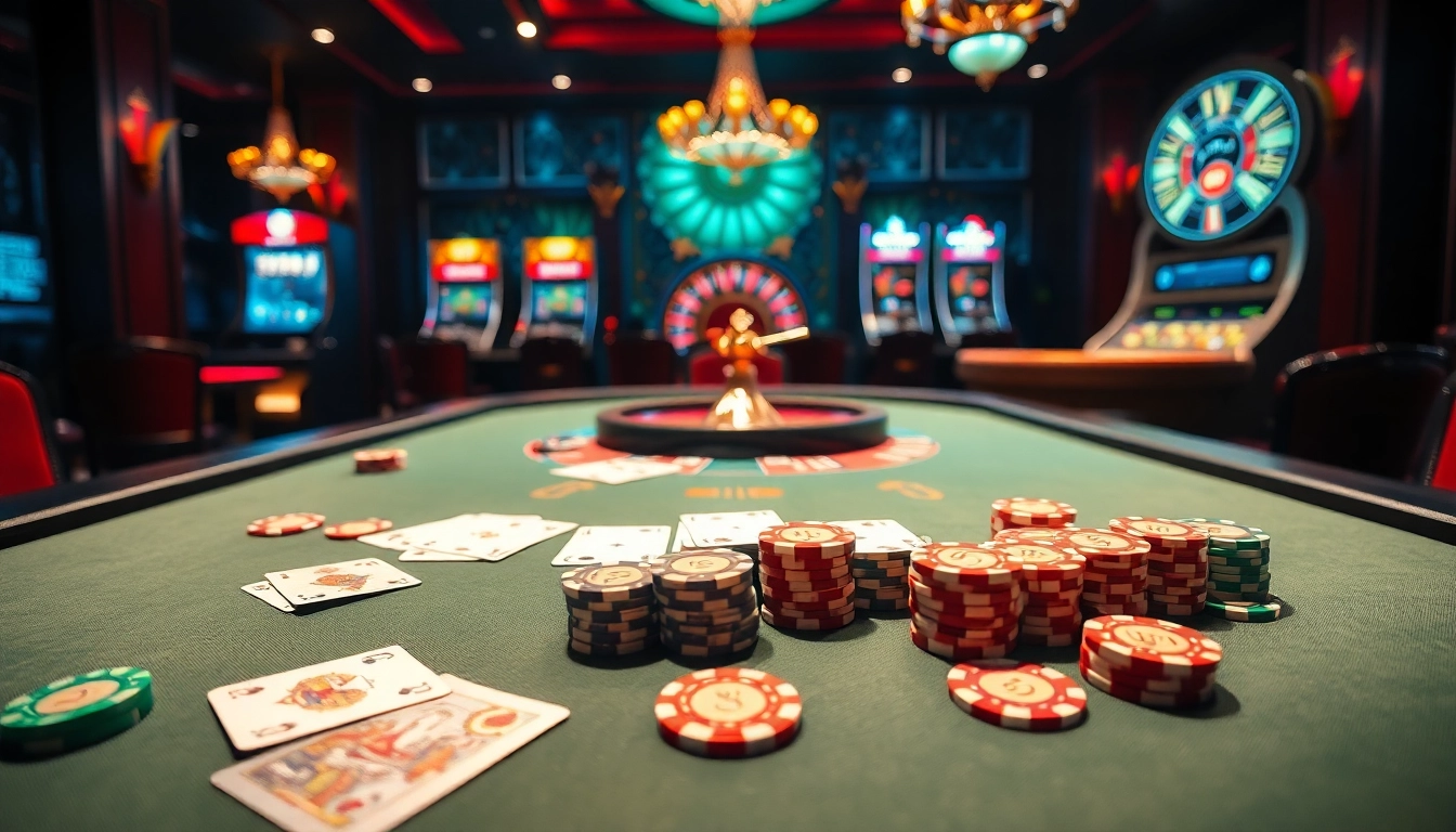 Engaging gambling experience at Nhà Cái XIN88 with vibrant casino elements.