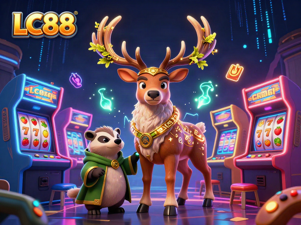 Experience the thrill of LC88 casino gaming with dynamic characters and vibrant elements.