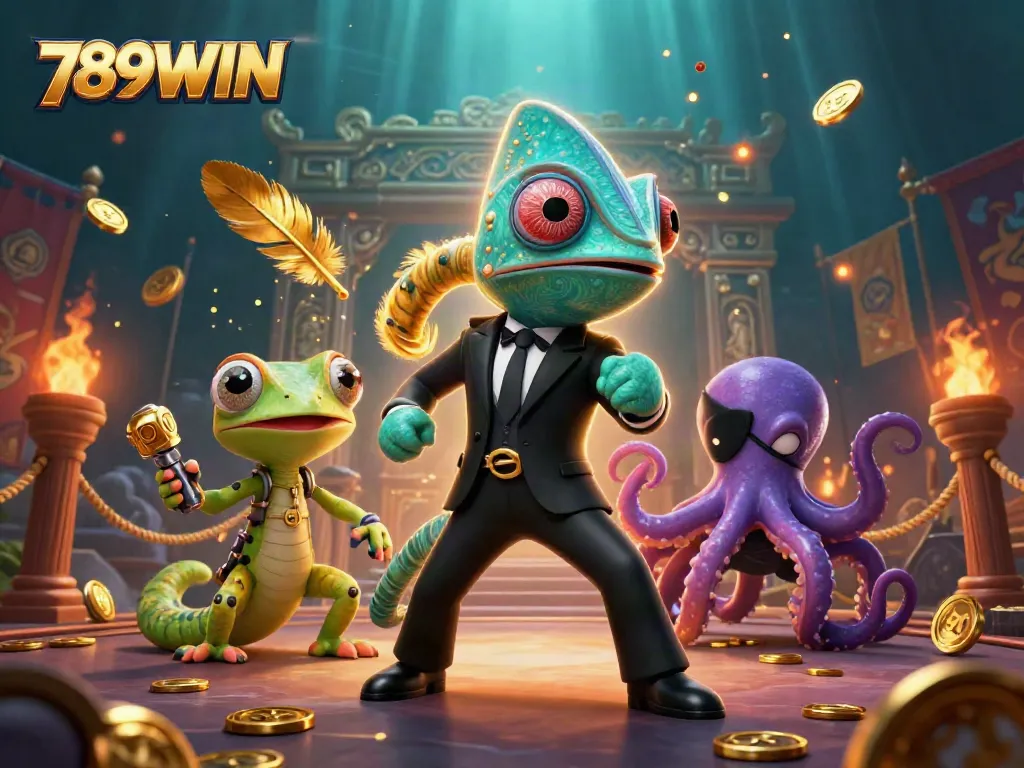 Engage with 789WIN and explore dynamic gameplay in this vibrant casino scene featuring colorful characters.