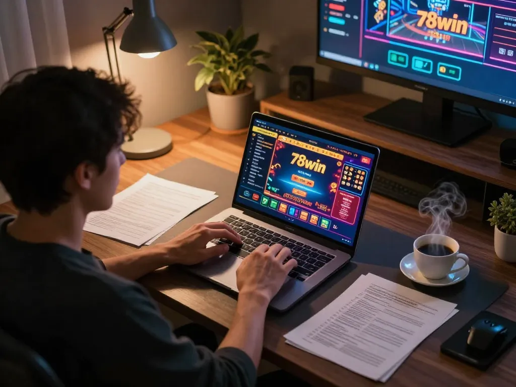 Player enjoying the immersive online casino experience at 78win with betting strategies at hand.