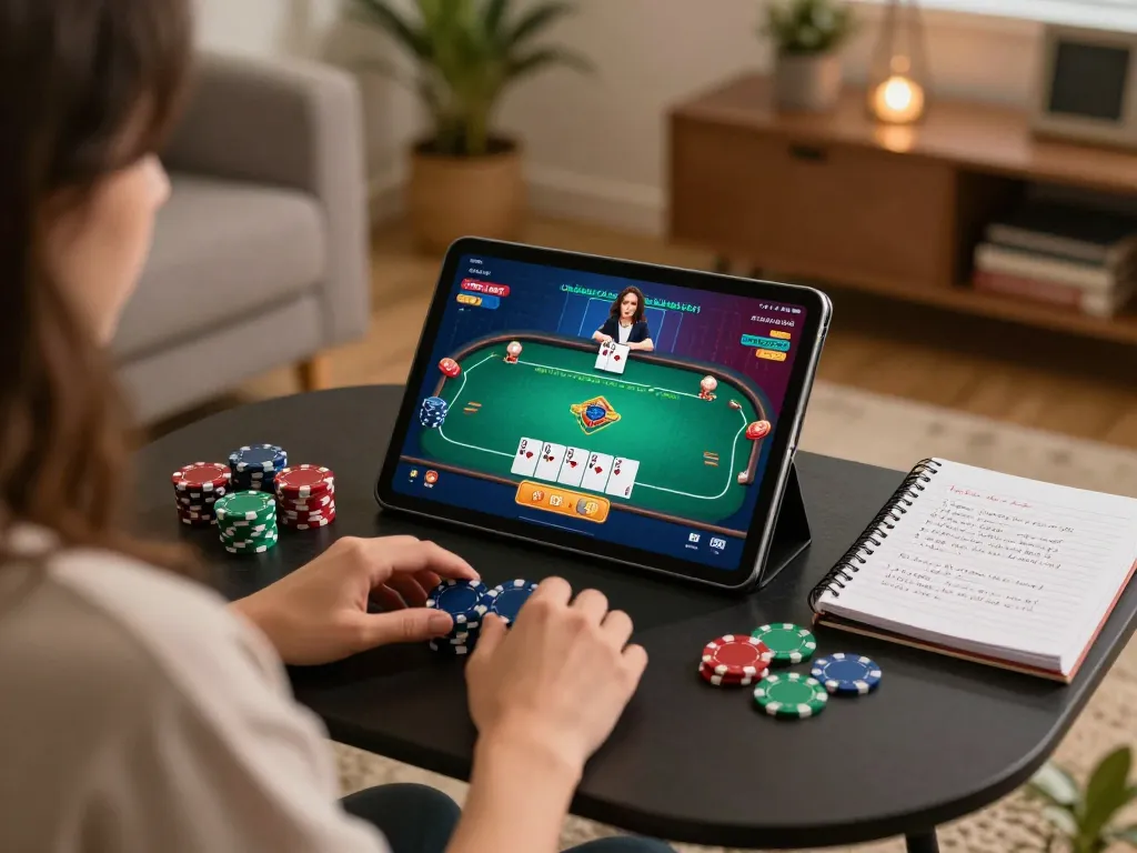 Player engaging in a winning hand during a fa88 online poker game at home, enhancing strategic gameplay.