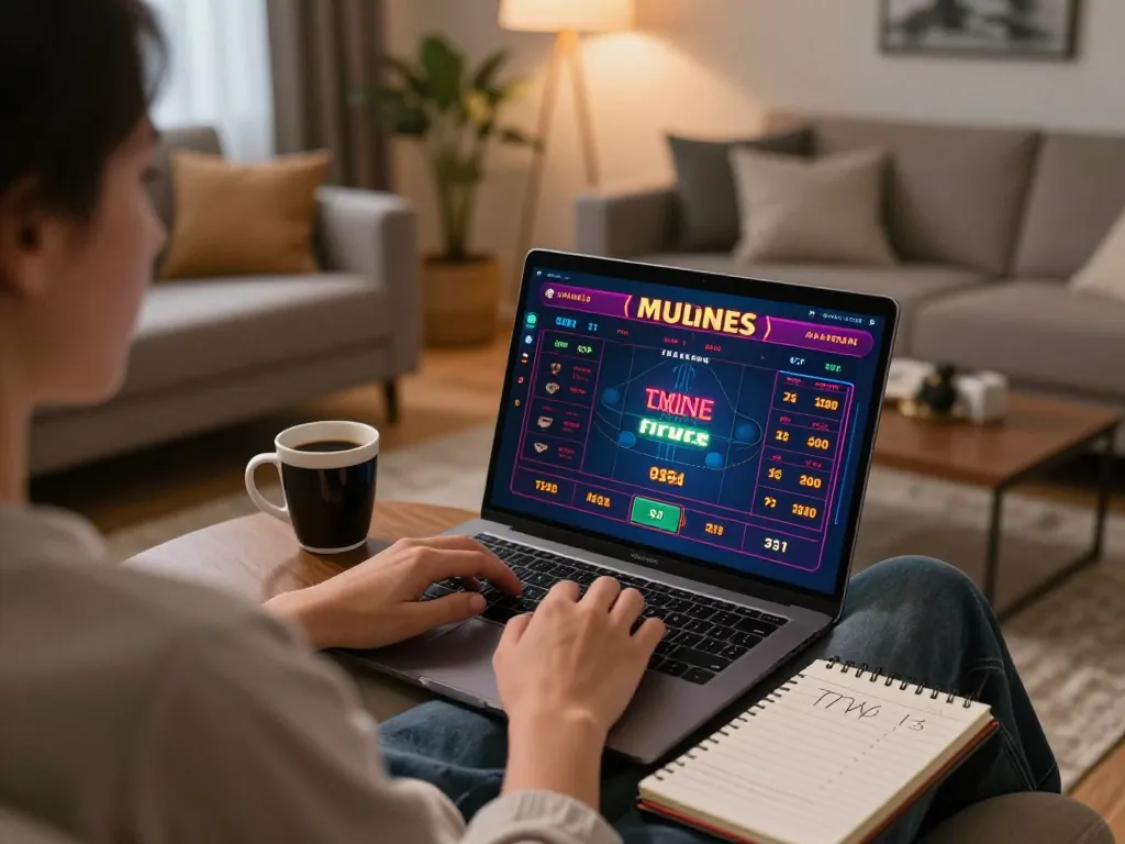 Engaging in đánh lô đề online, a player strategizes their bets on a laptop in a cozy home setting.