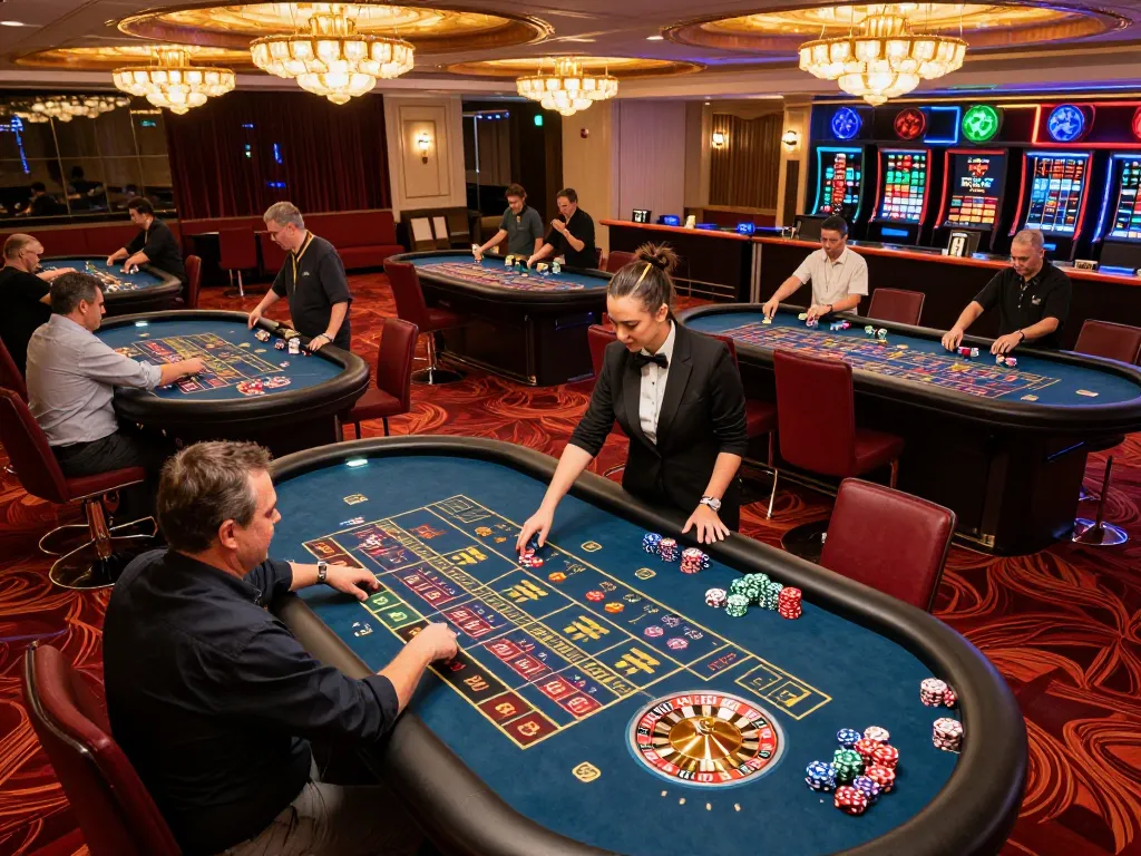 Players engaged in a thrilling roulette game at 789win casino, vibrant atmosphere promoting excitement.
