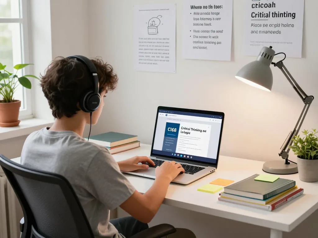 Student studying C168 Critical Thinking and Logic in a modern workspace