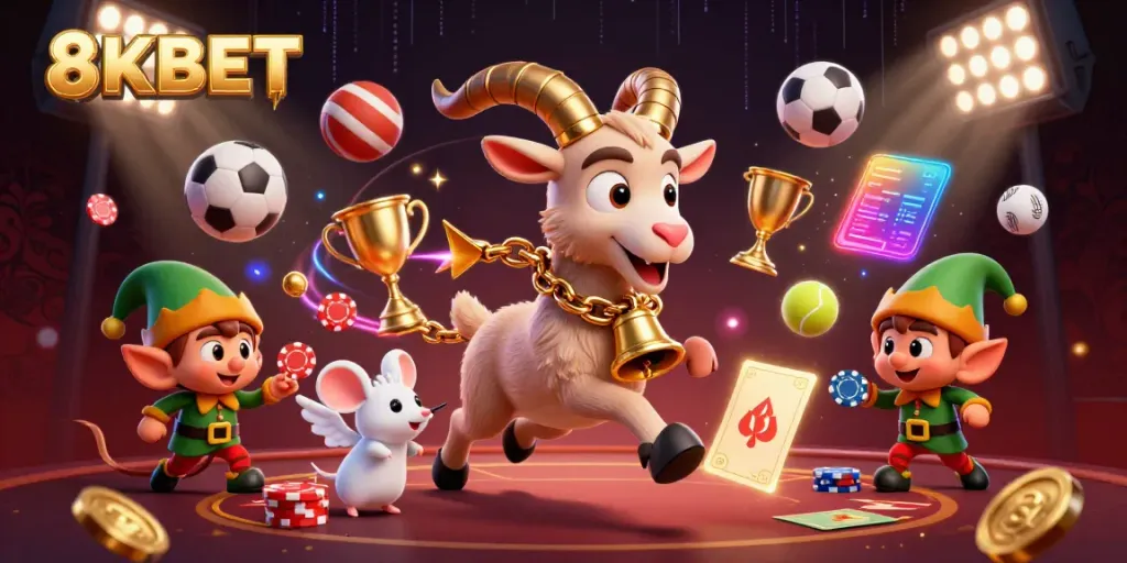 Trải nghiệm cá cược hấp dẫn tại 8KBET với hình ảnh đầy màu sắc và không khí casino sống động.