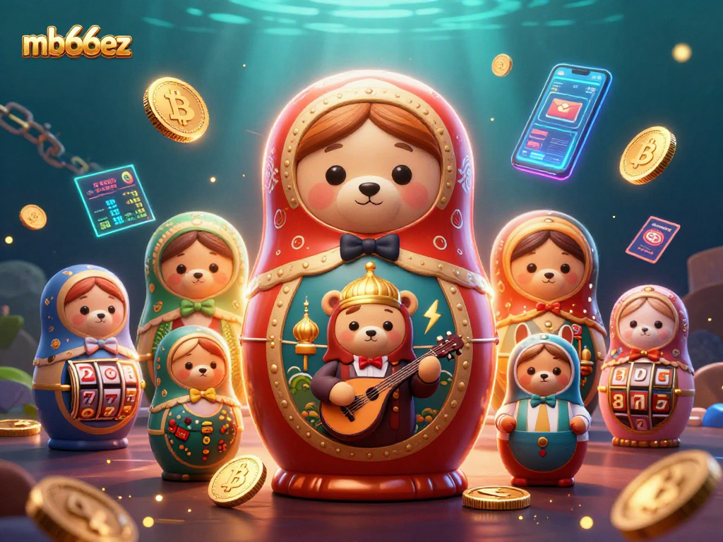 Engage with the vibrant mb66ez 3D casino scene filled with playful characters and crypto elements.