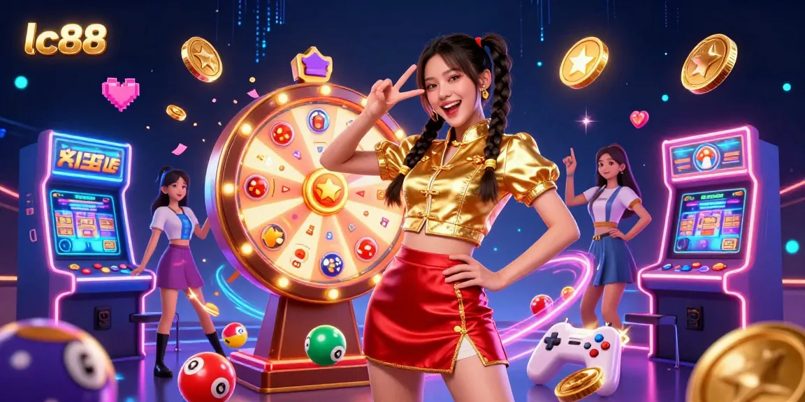 Join the fun at lc88 and spin the prize wheel for exciting rewards in a vibrant casino scene.