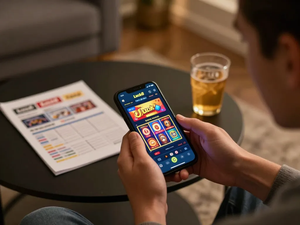 Engaging with the Luck8 app on a smartphone for strategic online gambling.