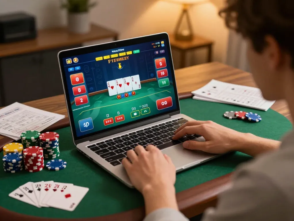 Enjoying a strategic online poker game at 88vv.jpn.com with engaging gameplay and cozy surroundings.