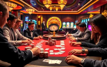 High-stakes poker action scene at NK88 casino with vibrant chips and focused players.