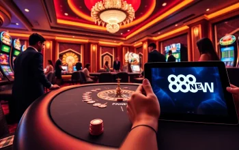 Players enjoying high-stakes games at 888NEW casino with vibrant atmosphere and slots.
