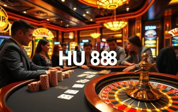 Experience an exciting game at HU 88's premium casino, featuring vibrant poker tables and lively slot machines.