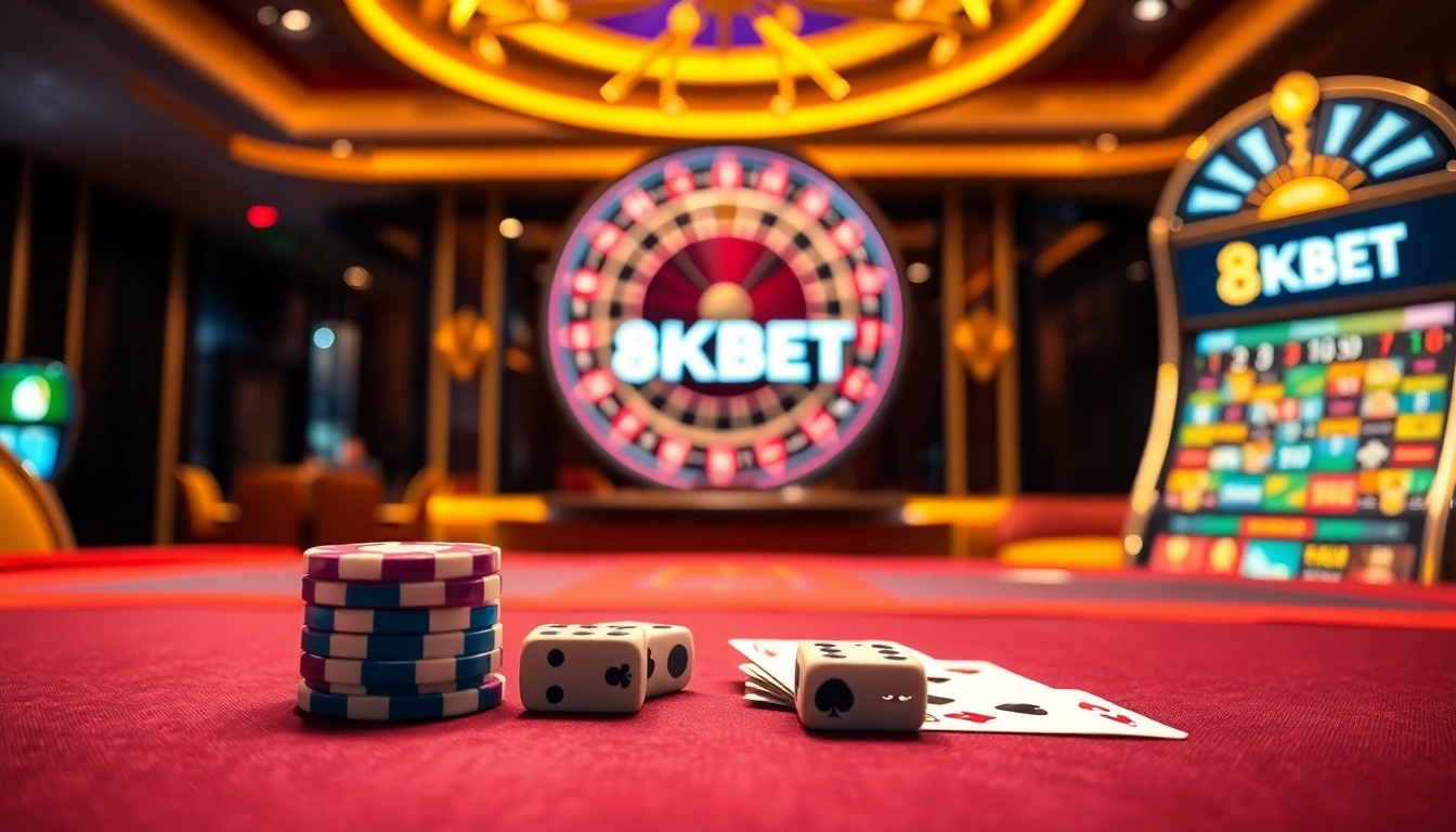 Experience the thrill of high-stakes gaming at 8KBET with luxurious casino visuals.