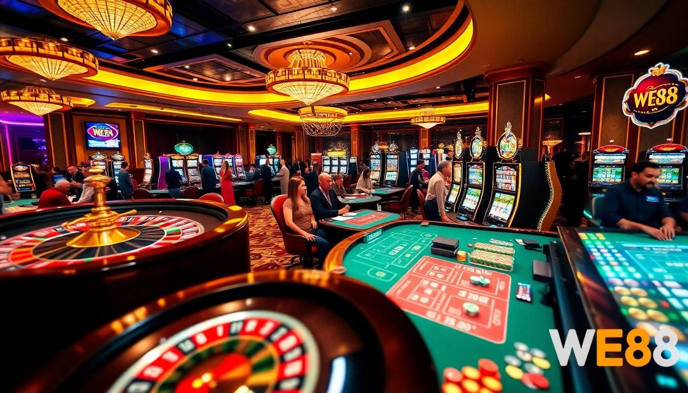 Experience the thrill of WE88 at a luxury casino with active games and vibrant atmosphere.