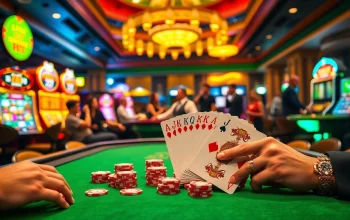 Engage in thrilling poker at the s666 casino, showcasing vibrant chips and cards in a luxurious setting.