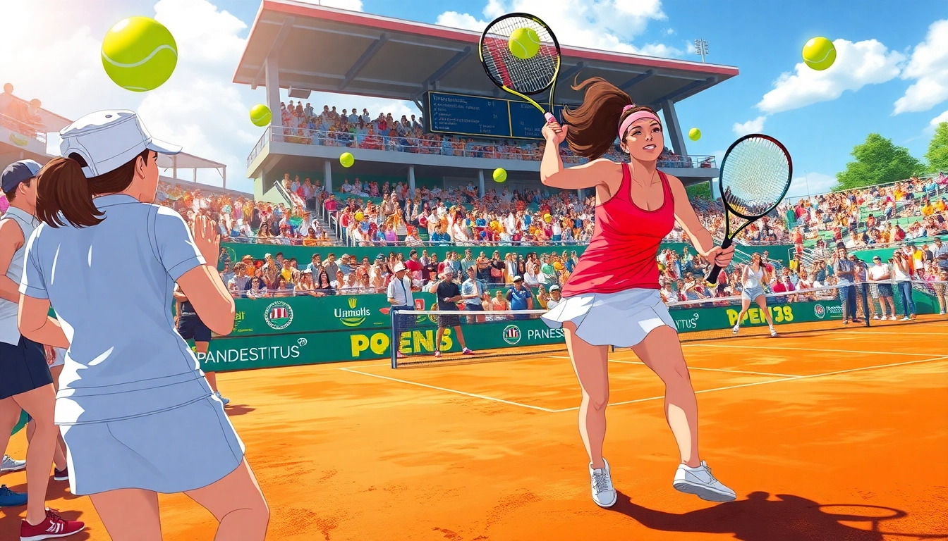 Exciting match at the Grand Est Open 88, showcasing professional female tennis players in action.