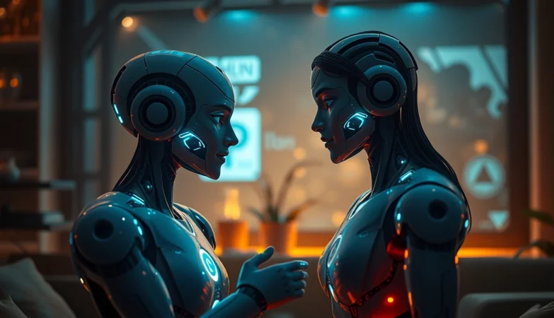 Engaging conversation between AI characters showcasing the allure of sex AI interactions.