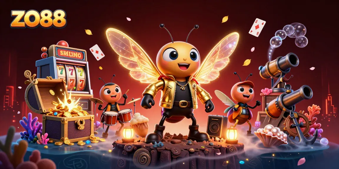Join the fun at zo88 with vibrant slot games and energetic characters celebrating wins together.